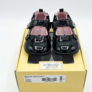 Robeez by Stride Rite "Ms Plain Jane" baby shoes in black patent leather Sz 5